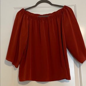 NWOT 100% Silk Amanda Uprichard Off Shoulder Top